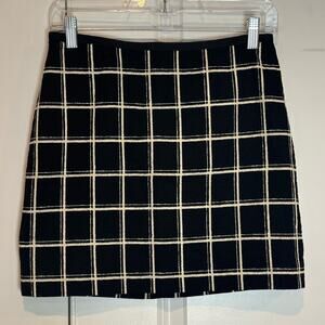 Madewell Black White Plaid Mini Skirt 0